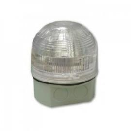 Klaxon, PSC-0052, Sounder Beacon (LED) Clear Lens, Red LED, White Shallow Base (17-60 V LED)