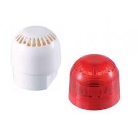 Klaxon, PSV-0015, Sonos MM Voice Sounder-LED Beacon ?24V DC Red LED/Clear Lens/White Deep Base (24V DC)