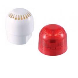 Klaxon, PSV-0016, Sonos MM Voice Sounder-LED Beacon ?24V DC Red LED/Clear Lens/White Shallow Base (24V DC)