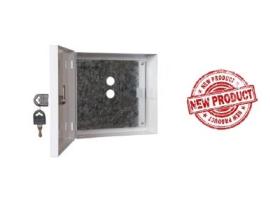 Lockable KEYPAD Box made of mild steel in white finish for securely housing  installations. Size 205w x 19oh x 55d (all mm)