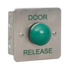 MKOBO-EBGB/DR, Flush Stainless Steel plate with Large Green Steel DOOR RELEASE button