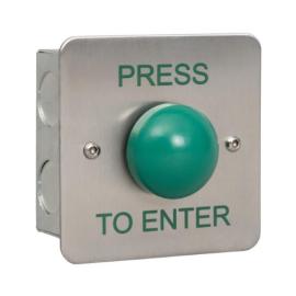 MKOBO-EBGB/PTENTER, Flush Stainless Steel plate with Large Green Steel button