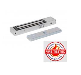 Monitored Slimline Mini Magnet product offering 600 lbs (280 kg) holding force - Magnet size 250(L) x 46 (W) x 24 (D) all MM - Includes a monitoring contact rated at 2 Amp at 24vdc and also Door Monitoring sensor.