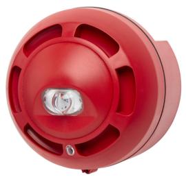 NSF100R-W-S, Red Conventional Sounder & White VAD, W 2.4 - 7.6, Red, 12 to 56 VDC, 95 - 110dB, 32 tones