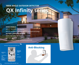 QXI-DT-X8, High/Low mount Wide angle PIR/Microwave Detector 12m x 120? coverage *10.525 GHz