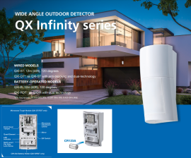 QXI-RDT-X8, High/Low mount Battery Operated Wide angle PIR/Microwave Detector 12m x 120? coverage *10.587 GHz