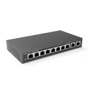 RG-ES110D-P, 8-Port 100Mbps + 2 Uplink Port 1000Mbps, 8 of the ports support PoE/PoE+ power supply. unmanaged switch, desktop gallery thumbnail