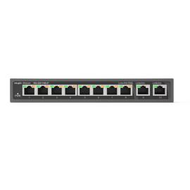 RG-ES110D-P, 8-Port 100Mbps + 2 Uplink Port 1000Mbps, 8 of the ports support PoE/PoE+ power supply. unmanaged switch, desktop