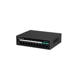 RG-ES110FG-P, 8-Port 100Mbps + 2 Uplink Port 1000Mbps, 8 of the ports support PoE/PoE+ power supply. Max PoE power budget is 110W, Steel Case