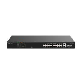 RG-ES118FGS-LP, 16-Port 100Mbps + 2 Gigabit RJ45/SFP combo Ports, 16 of the ports support PoE/PoE+ power supply, Steel Case