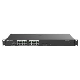RG-ES118GS-P-L, 16-Port 1000Mbps + 2 Gigabit SFP Ports, 16 of the ports support PoE/PoE+ power supply. Max PoE power budget is 247W, Steel Case
