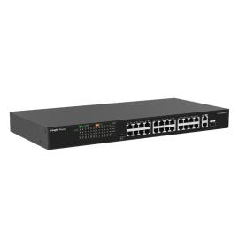 RG-ES126FGS-P, 24-Port 100Mbps + 1 Uplink Port 1000Mbps + 1 Gigabit RJ45/SFP combo Ports, 24 of the ports support PoE/PoE+ power supply, Steel Case