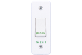RTE-002F, Plastic exit button, narrow, flush mount