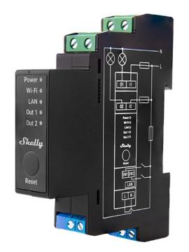 SHEL-PRO-2PM, Shelly Pro 2PM DIN-Rail Mounted 2 Channel Smart Switch with Energy Metering