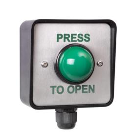 WP-EBGBWC02/PTO, Externally Rated IP66 Weatherproof Green Dome (Press To Open) Button 