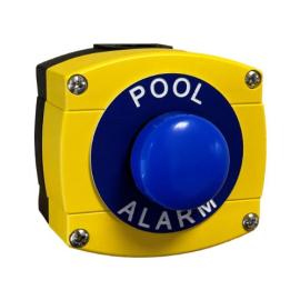 WP66-Y-BB/POOLA, Weatherproof IP66 rated plastic housing in Yellow/Black with 25mm large Blue button