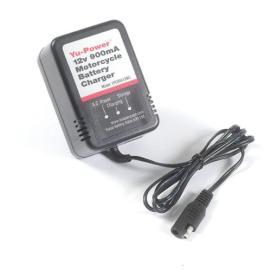 YUASA (YPC09A12MC), YU-POWER 900ma 6V/12V motorcycle battery charger, UK plug c/w standard trailer connector/ clips