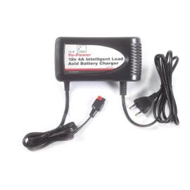 YUASA (YPC4A12), YU-POWER 4A 12V charger - UK/Euro plug adaptor c/w torberry connector/ clips
